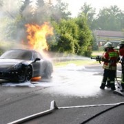 2012 Porsche 911 test model on fire