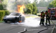 2012 Porsche 911 test model on fire