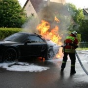 2012 Porsche 911 test model on fire