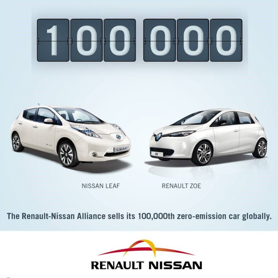 Renault Nissan Alliance 100,000 Electric Vehicles
